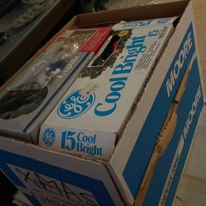 Box of christmas lights/bulbs